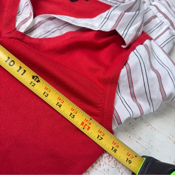 New York & Company NY&C Preppy Red Layered Look Top | Size L (Runs Small) - Picture 3 of 7